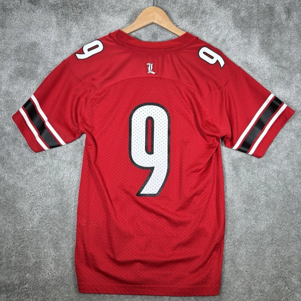 Adidas Louisville Cardinals #9 Football Jersey Mens S Red Mesh